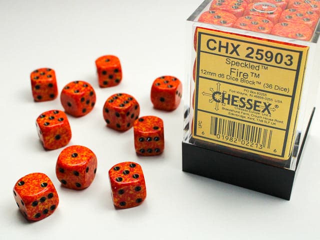 Chessex | 12mm D6 Dice Block | Speckled | Fire (CHX25903)