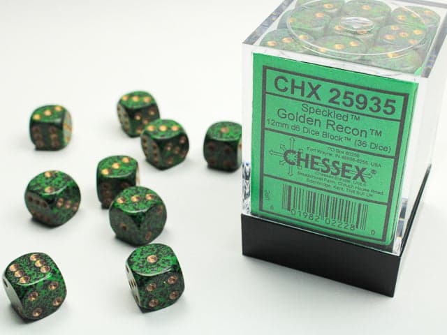 Chessex | 12mm D6 Dice Block | Speckled | Golden Recon (CHX25935)