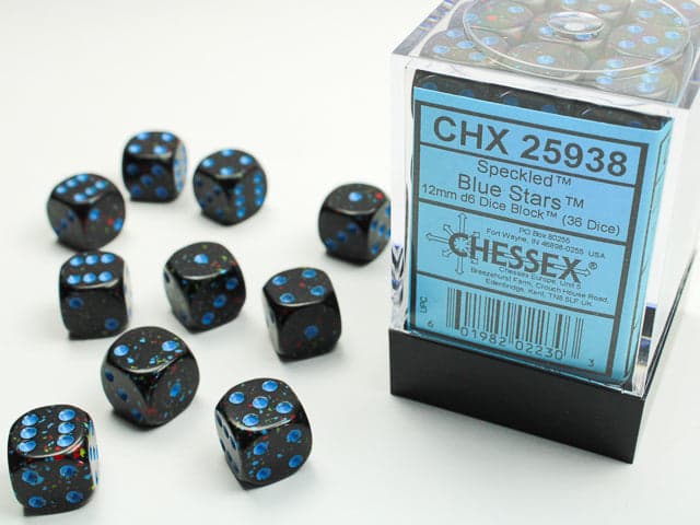 Chessex | 12mm D6 Dice Block | Speckled | Blue Stars (CHX25938)