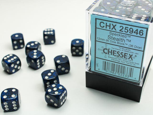 Chessex | 12mm D6 Dice Block | Speckled | Stealth (CHX25946)