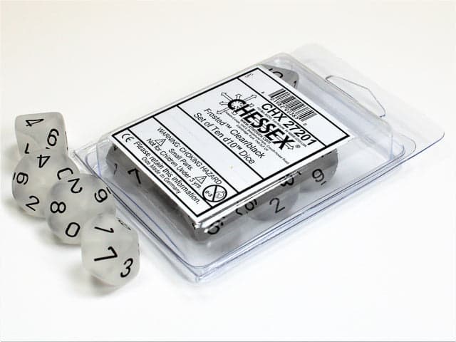 Chessex | d10 Set | Frosted | Clear/Black (CHX27201)