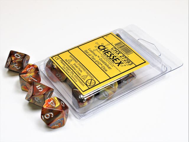 Chessex | d10 Set | Acrylic | Lustrous Gold/silver (10) (CHX 27293)