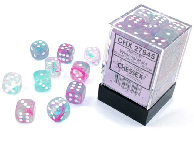 Chessex | 12mm D6 Dice Block | Nebula | Wisteria/White (CHX27945)
