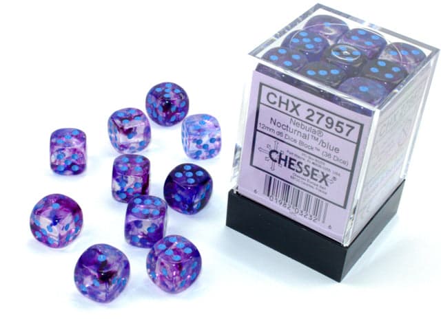 Chessex | 12mm D6 Dice Block | Nebula | Nocturnal/Blue (CHX27957)