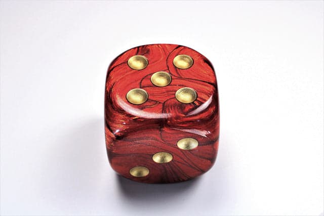 Chessex | 50mm d6 | Acrylic | Scarab Scarlet/gold (CHX DC5004)