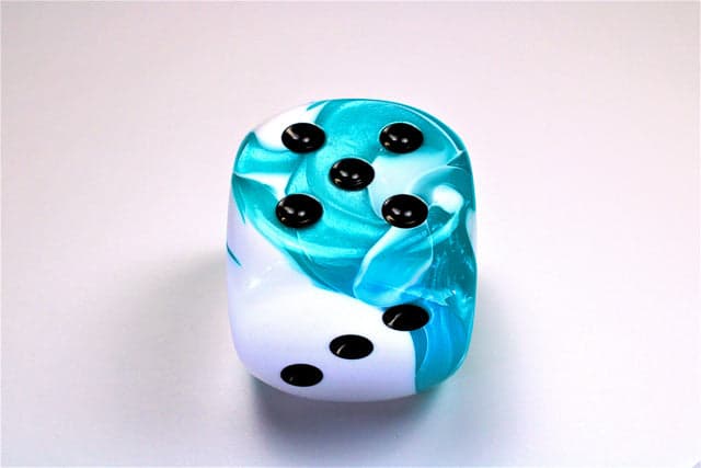 Chessex | 50mm d6 | Acrylic | Gemini Teal-White/black (CHX DG5044)