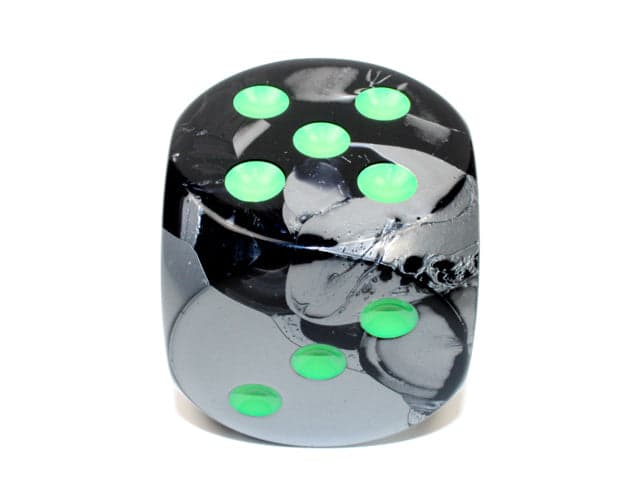 Chessex | 50mm d6 | Acrylic | Gemini Black-Grey/green (CHX DG5045)