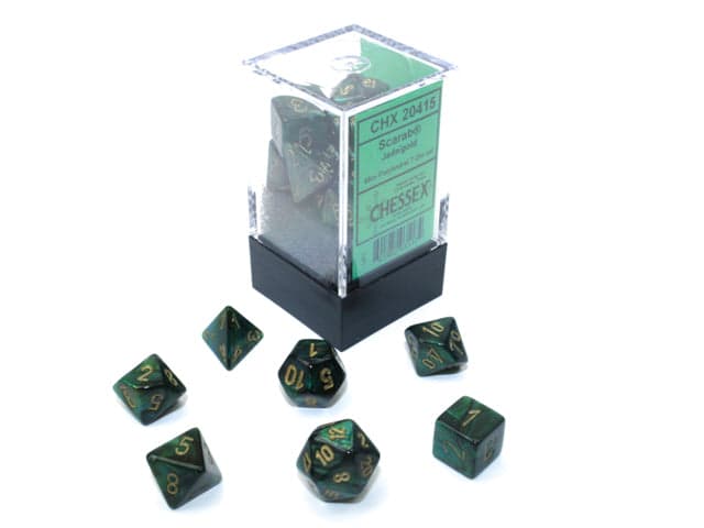 Chessex | Mini-hedral Dice Set | Acrylic | Scarab Jade/gold (CHX 20415)