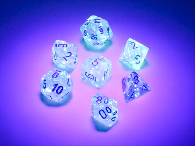 Chessex | Mini-hedral Dice Set | Acrylic | Borealis Icicle/light blue (CHX 20581)