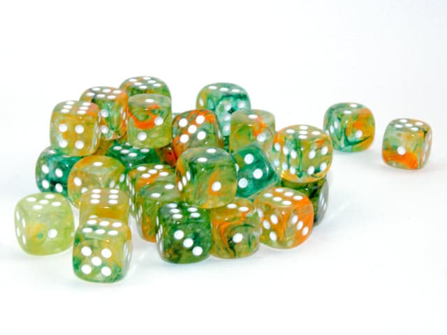 Chessex | d6 Dice Block | Acrylic | Nebula Spring/white 12mm d6 (36 Dice) (CHX 27955)