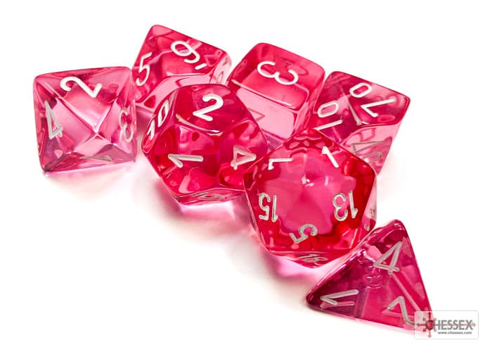 Chessex | Polyhedral Dice Set | Translucent | Pink/White (CHX23084)