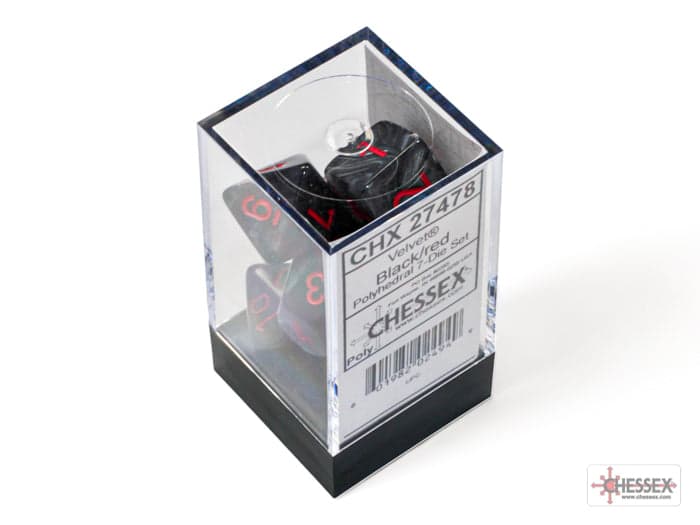 Chessex | Polyhedral Dice Set | Acrylic | Velvet Black/red (CHX 27478)