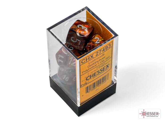 Chessex | Polyhedral Dice Set | Acrylic | Lustrous Gold/silver (CHX 27493)