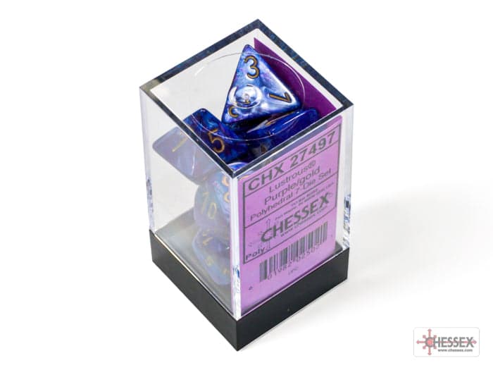 Chessex | Polyhedral Dice Set | Acrylic | Lustrous Purple/gold (CHX 27497)