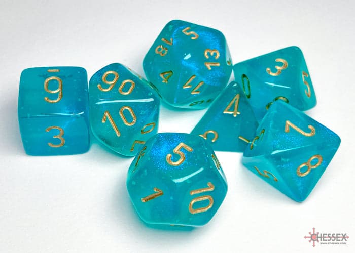 Chessex | Polyhedral Dice Set | Borealis | Teal/Gold (CHX27585)