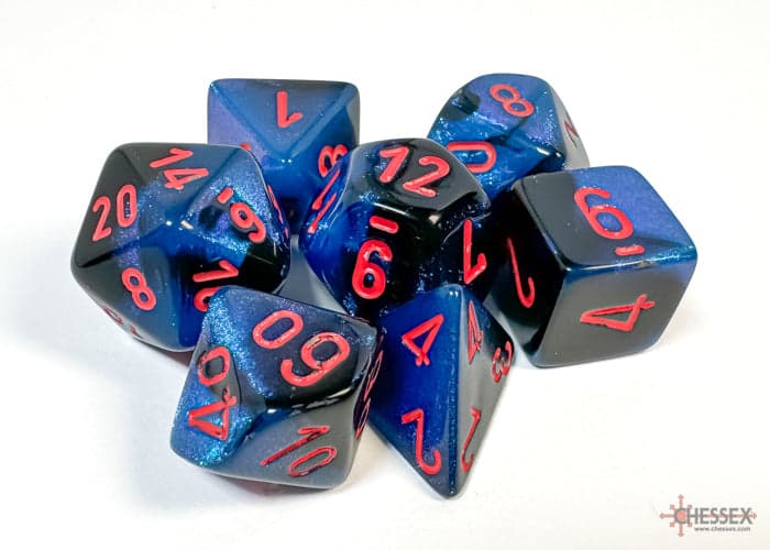 Chessex | Polyhedral Dice Set | Gemini | Black-Starlight/Red (CHX26458)