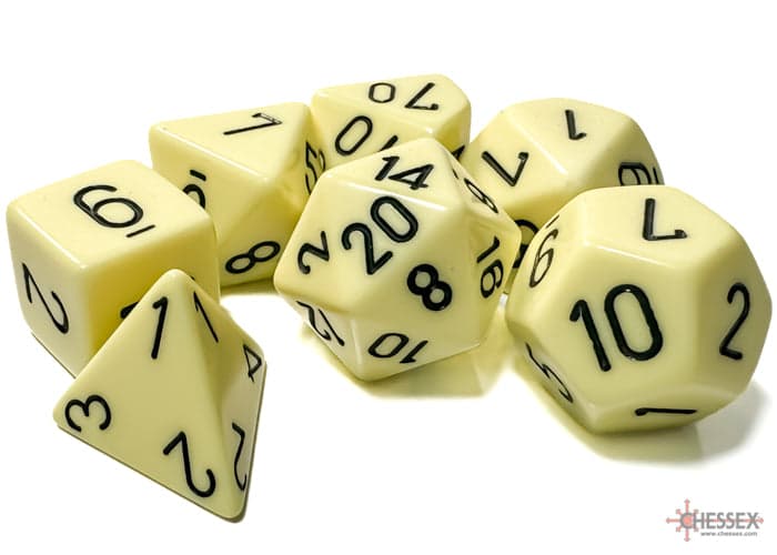 Chessex | Polyhedral Dice Set | Opaque | Pastel Yellow/Black (CHX25462)