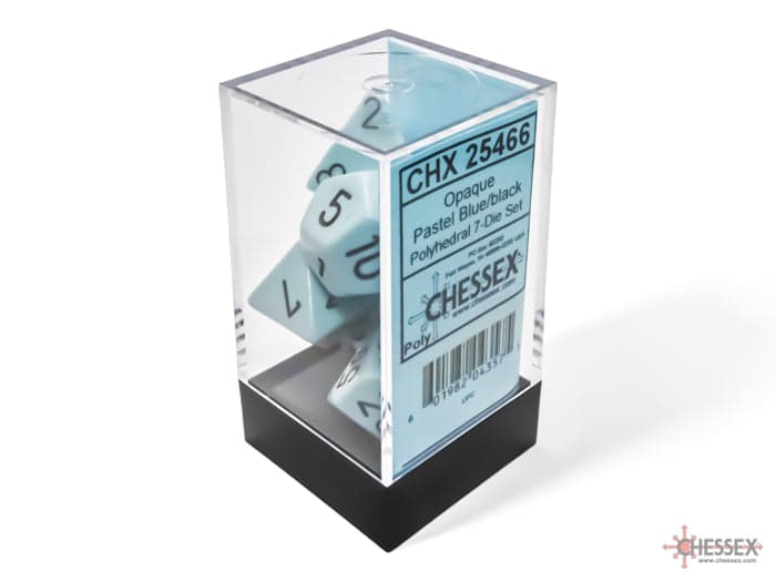 Chessex | Polyhedral Dice Set | Acrylic | Opaque Pastel Blue/black (CHX 25466)