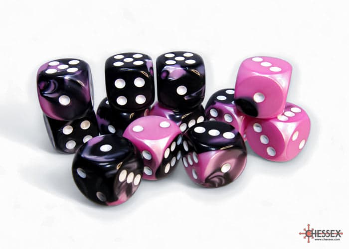 Chessex | 16mm D6 Dice Block | Gemini | Black-Pink/White (CHX26630)