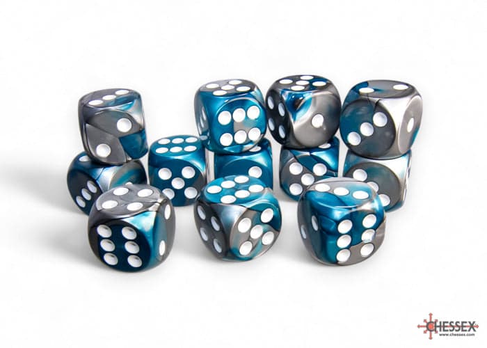 Chessex | 16mm D6 Dice Block | Gemini | Steel-Teal/White (CHX26656)