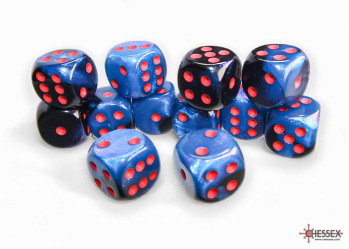 Chessex | 16mm D6 Dice Block | Gemini | Black-Starlight/Red (CHX26658)