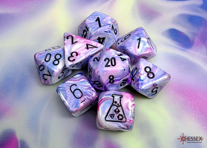 Chessex | Polyhedral Dice Set | Acrylic | Festive Polyhedral Hydrangea/black (CHX 30065)