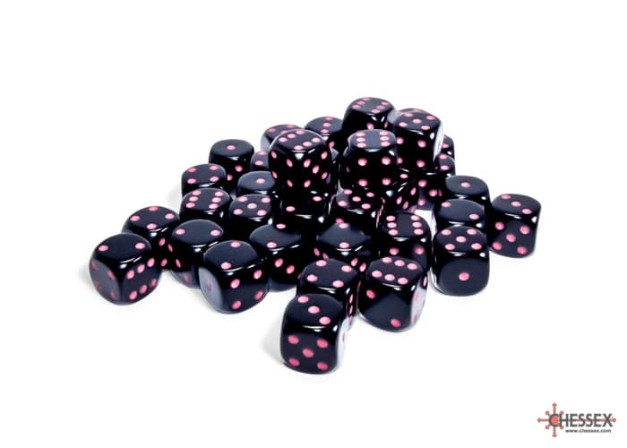 Chessex | 12mm D6 Dice Block | Opaque | Black/Pink (CHX25848)
