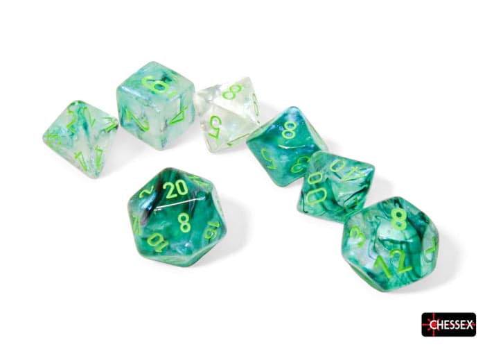 Chessex | Polyhedral Dice Set | Borealis | Kelp/Light Green (CHX27595)