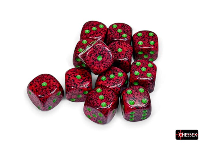 Chessex | d6 Dice Block | Acrylic | Speckled Strawberry 16mm d6 (12 dice) (CHX 25704)