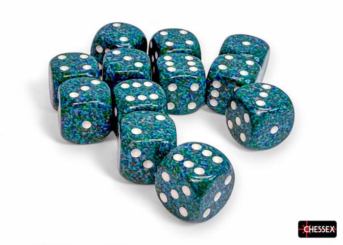 Chessex | d6 Dice Block | Acrylic | Speckled Sea 16mm d6 (12 dice) (CHX 25716)