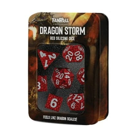Polyhedral Dice Set | Silicone | Dragon Storm Series - Red Dragon Scales | Set of 7