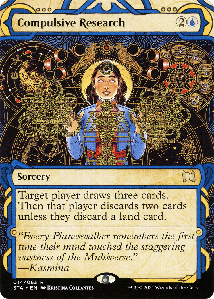 Compulsive Research (STA-014) - Strixhaven Mystical Archive: (Showcase) (Borderless) Etched Foil