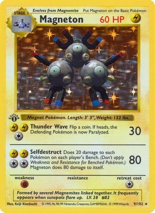 Magneton 9/102 - Base Set Shadowless 1st Edition Holofoil