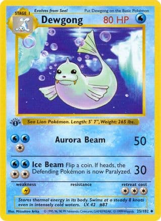 Dewgong 025- Base Set Shadowless Unlimited