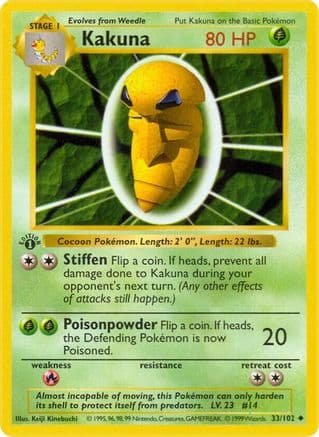 Kakuna 033- Base Set Shadowless 1st Edition