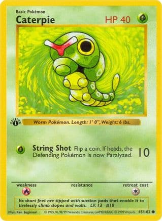 Caterpie 045- Base Set Shadowless 1st Edition