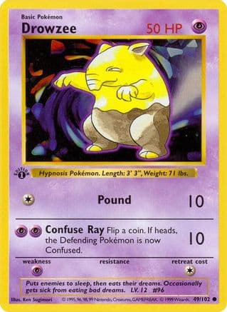 Drowzee 049- Base Set Shadowless Unlimited