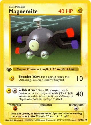 Magnemite 053- Base Set Shadowless 1st Edition