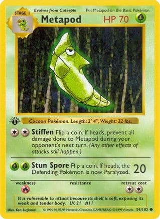 Metapod 054- Base Set Shadowless Unlimited