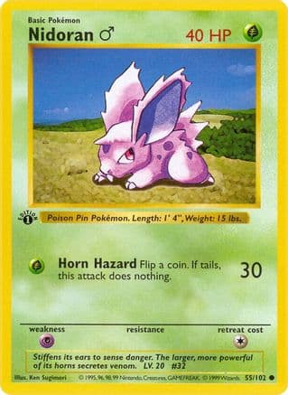 Nidoran M 055- Base Set Shadowless 1st Edition