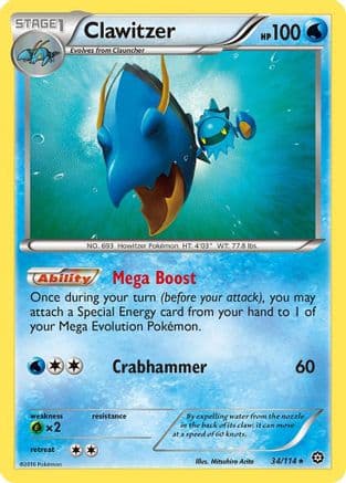 Clawitzer 34/114 - XY Steam Siege Reverse Holofoil