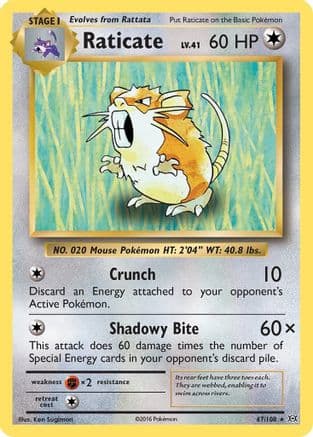 Raticate 067 - Reverse Holofoil XY Evolutions - Rare