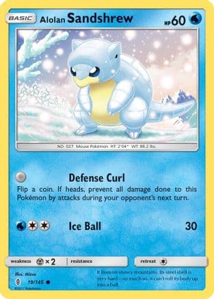 Alolan Sandshrew 019 - Reverse Holofoil SM Guardians Rising - Common
