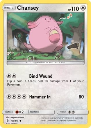 Chansey 101 - Reverse Holofoil SM Guardians Rising - Common