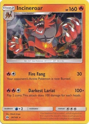 Incineroar (Cracked Ice Holo) 26/149 - Deck Exclusives Holofoil