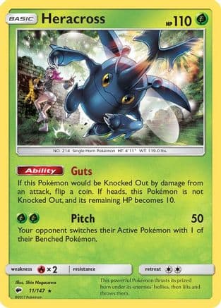 Heracross 011/147 - SM Burning Shadows Reverse Holofoil
