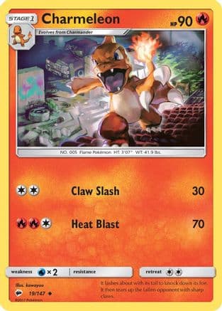 Charmeleon 019/147 - SM Burning Shadows Reverse Holofoil