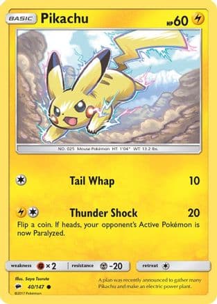 Pikachu 040/147 - SM Burning Shadows Reverse Holofoil