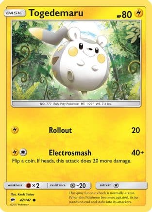 Togedemaru 047/147 - SM Burning Shadows Reverse Holofoil