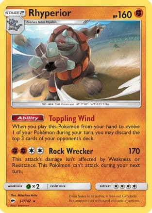 Rhyperior 067/147 - SM Burning Shadows Reverse Holofoil